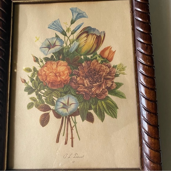 Vintage JL Prevost Jean Louis floral botanical flower framed print Bouquet art - Picture 3 of 10